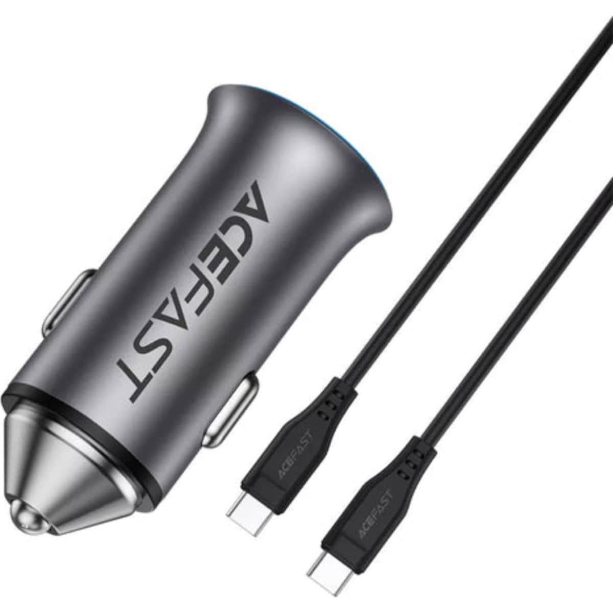 Acefast Metal Grey B16 95W Dual Port Car Charger with Cable