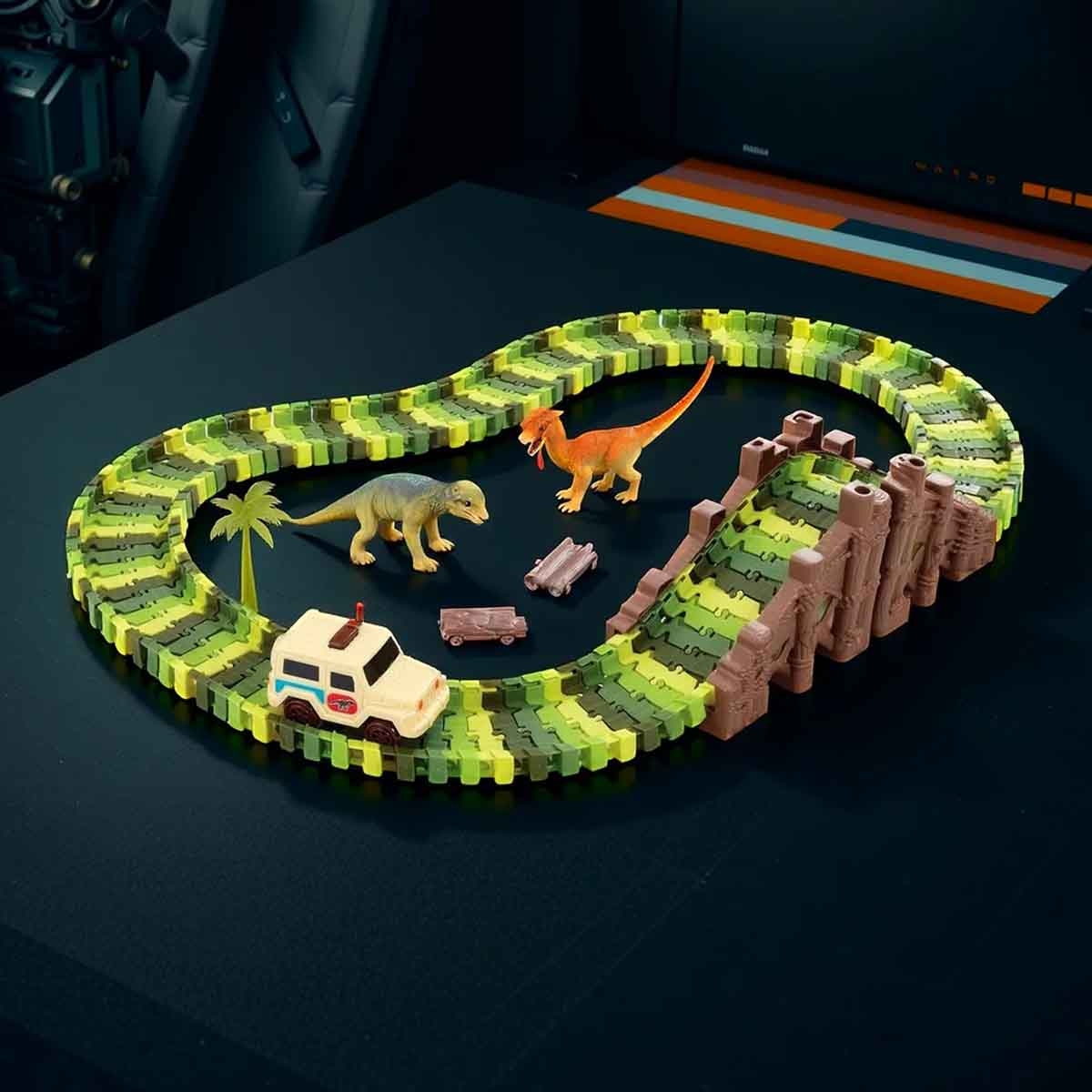 آدو مجموعة مسار مغامرة الجوراسيك 120 قطعة للأولاد من عمر 5-7 سنوات