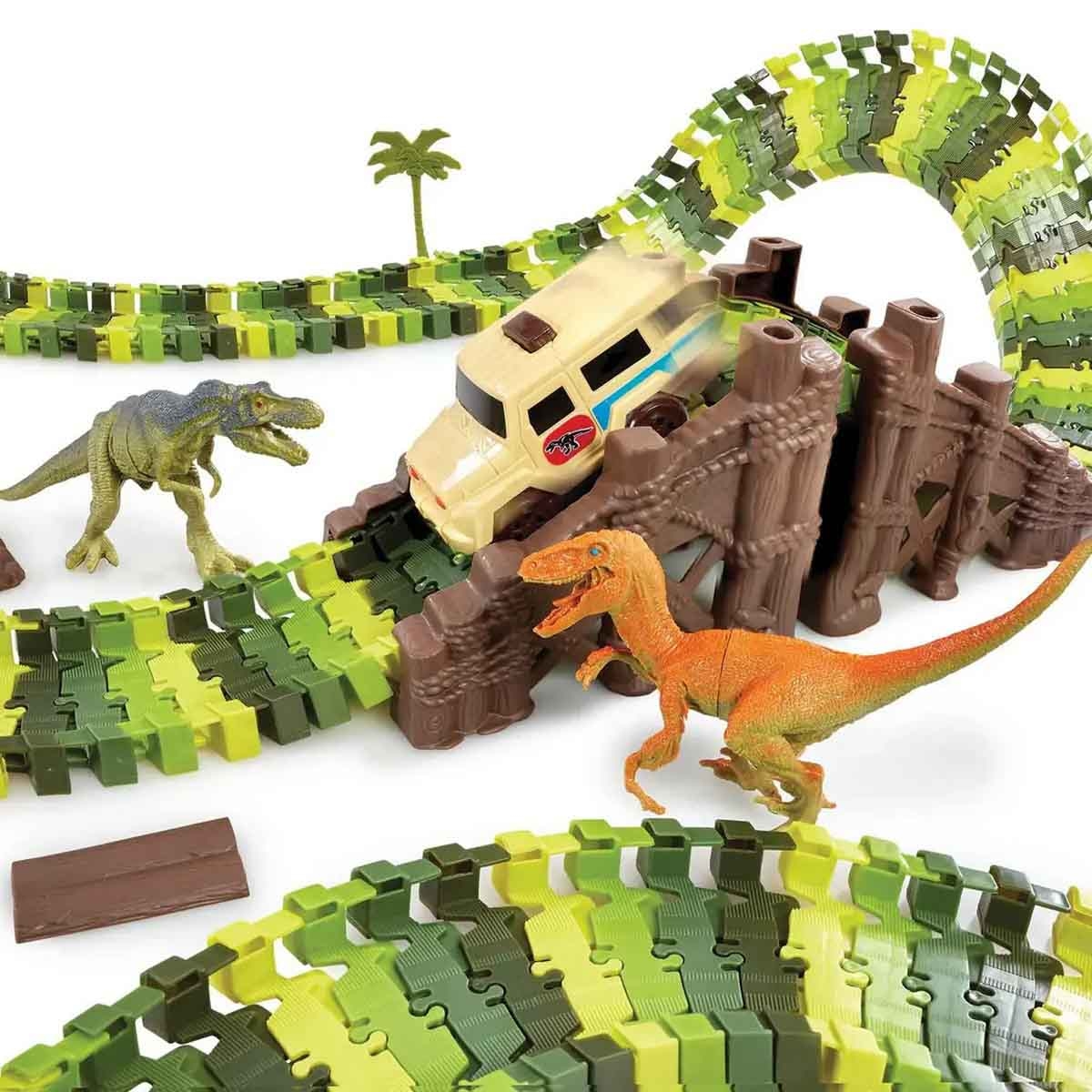 آدو مجموعة مسار مغامرة الجوراسيك 120 قطعة للأولاد من عمر 5-7 سنوات