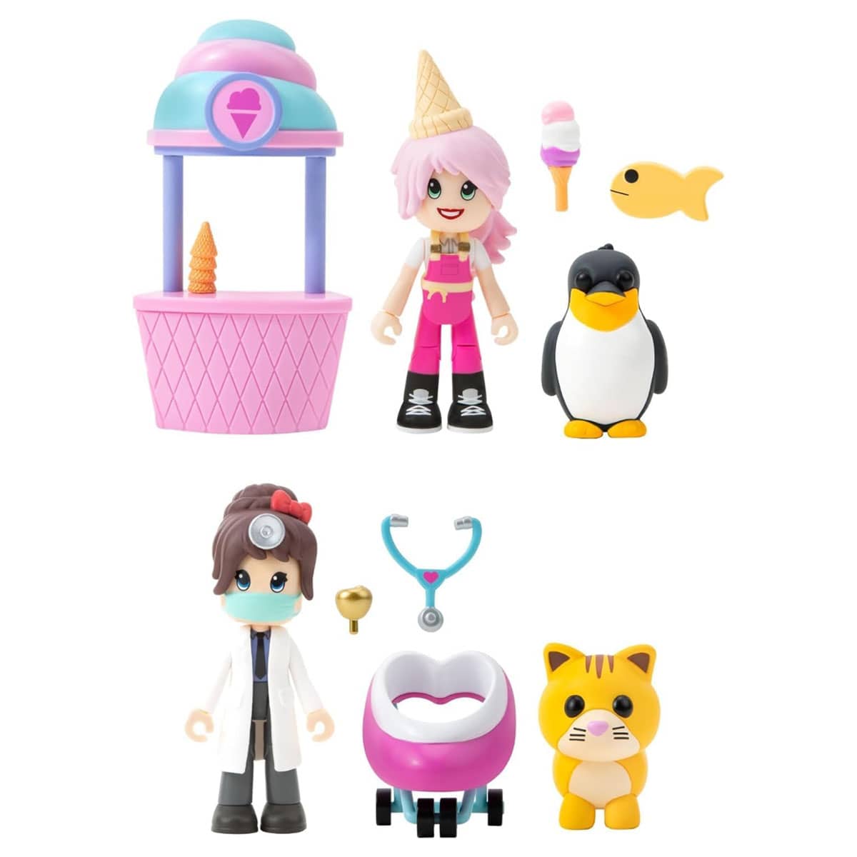 Adopt Me 4-Figure Hospital and Ice Cream Parlour Playset Unisex, 5-7 Years