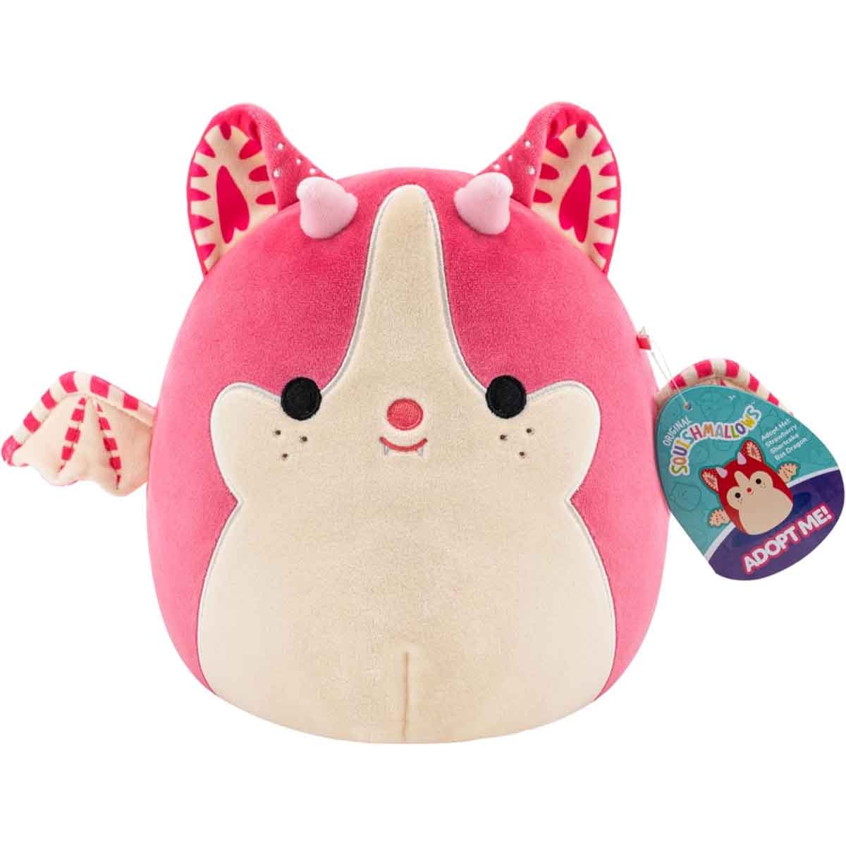 Adopt Me 8" Squishmallow Strawberry Shortcake Bat Dragon Plush Toy Unisex, 3-4 Years