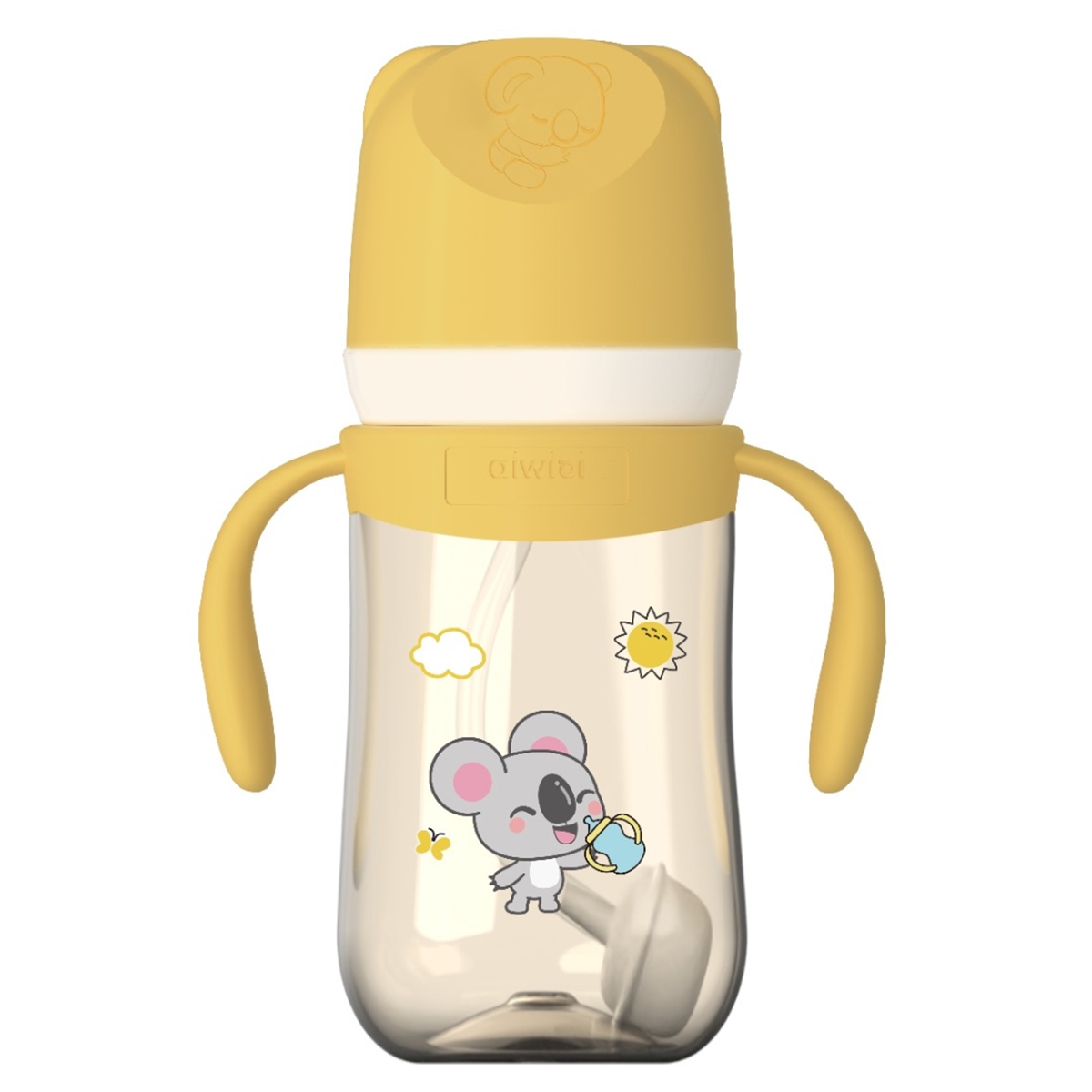 Aiwibi 270ml New Born Baby Yellow Feeding Bottle Toddler, 0-2 Years