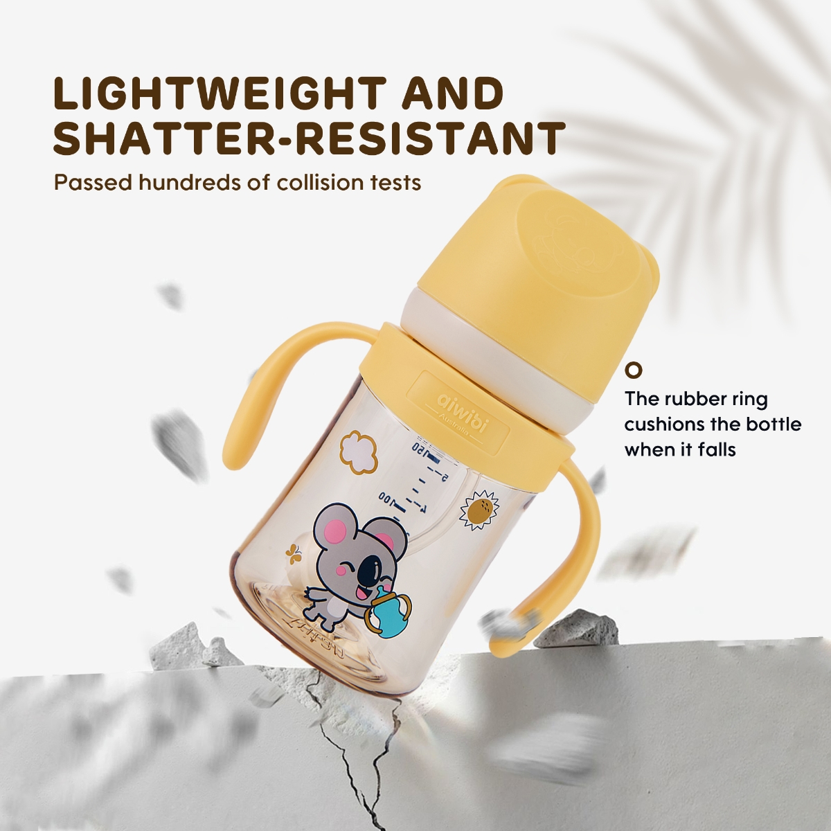 Aiwibi 270ml New Born Baby Yellow Feeding Bottle Toddler, 0-2 Years