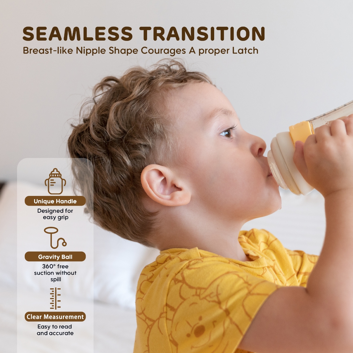 Aiwibi 270ml New Born Baby Yellow Feeding Bottle Toddler, 0-2 Years