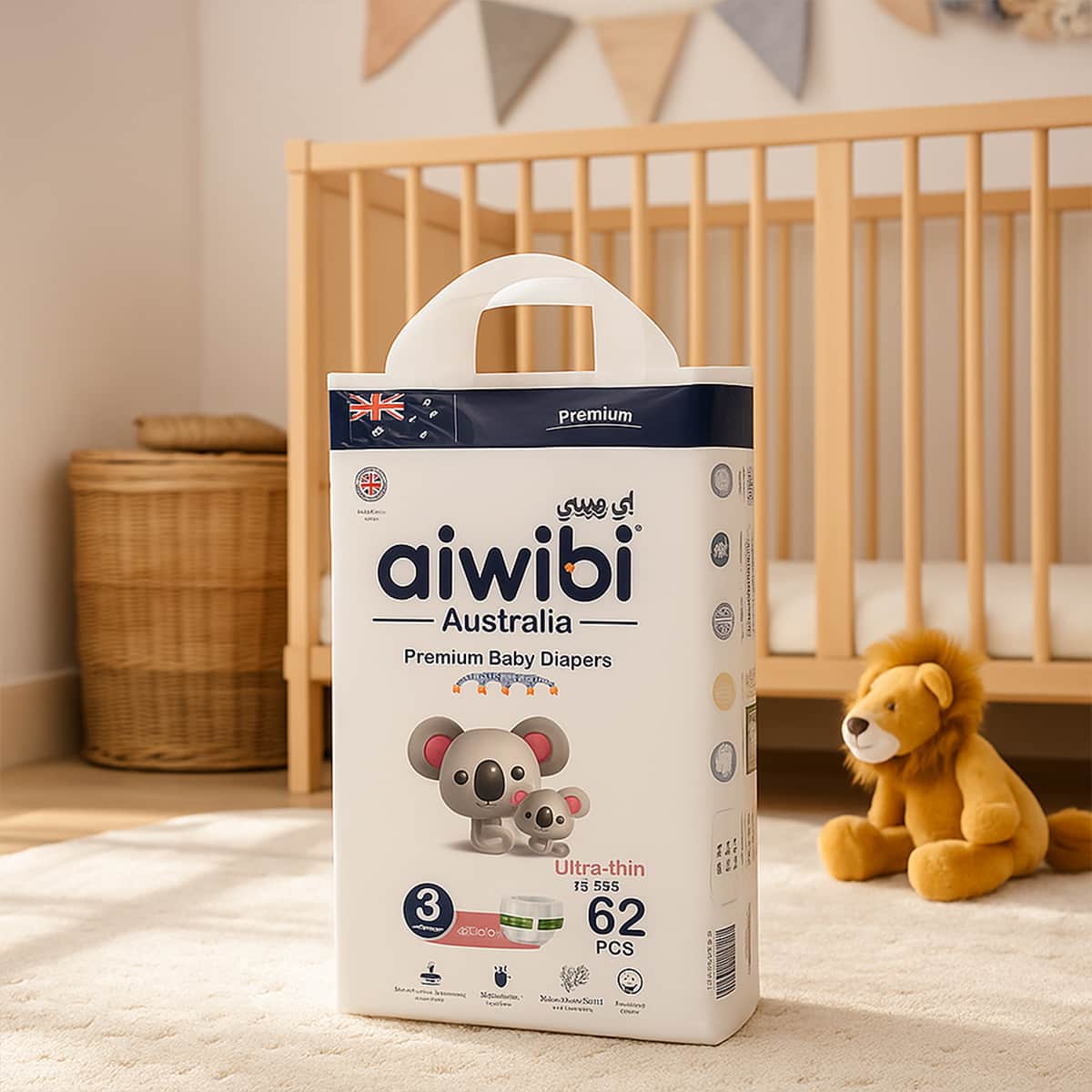 Aiwibi Premium Size 3 (6-11Kg) Ultra Thin Baby Diapers Toddler, 0-2 Years
