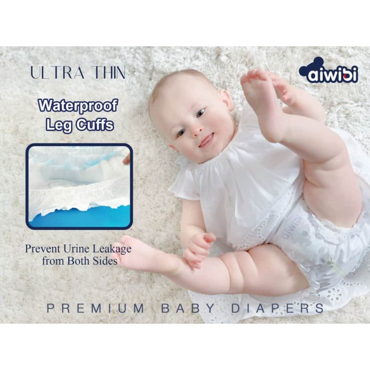 Aiwibi Premium Size 3 (6-11Kg) Ultra Thin Baby Diapers Toddler, 0-2 Years