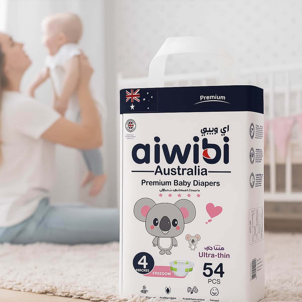 Aiwibi Premium Size 4 (8-13Kg) Ultra Thin Baby Diapers Toddler, 0-2 Years