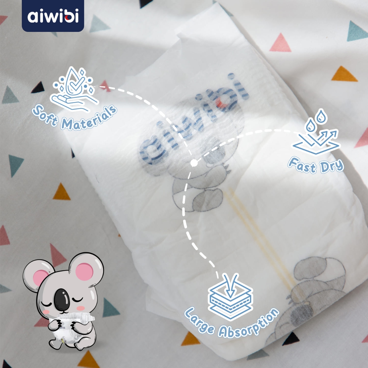 Aiwibi Size 4 (9-14Kg) Ultimate Comfort Baby Diapers Toddler, 0-2 Years