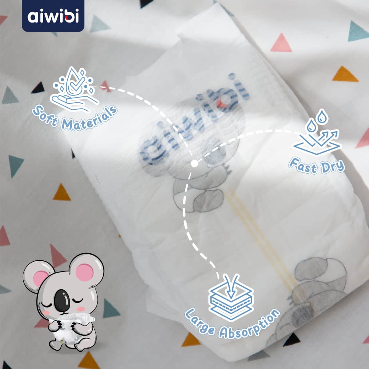 Aiwibi Size 4 (9-14Kg) Ultimate Comfort Baby Diapers Toddler, 0-2 Years