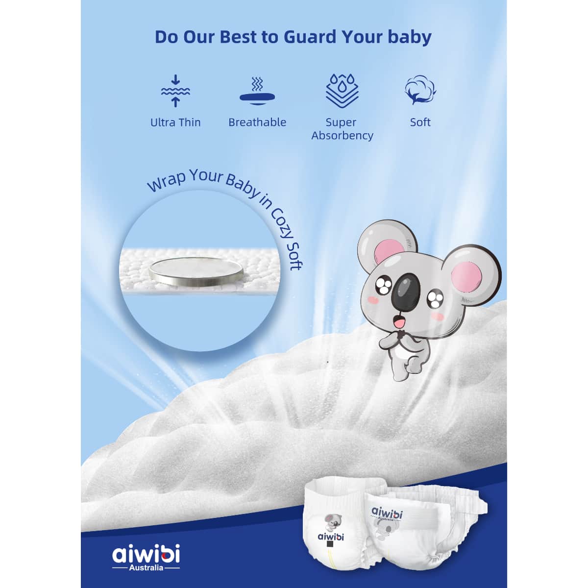 Aiwibi Size 5 (12-17Kg) Ultimate Comfort Baby Diapers Toddler, 0-2 Years