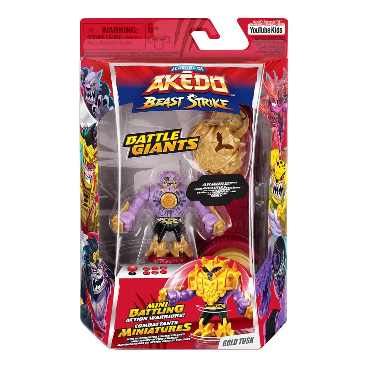 Akedo Beast Strike Battle Giants Gold Tusk Action Figure Unisex, 5-7 Years