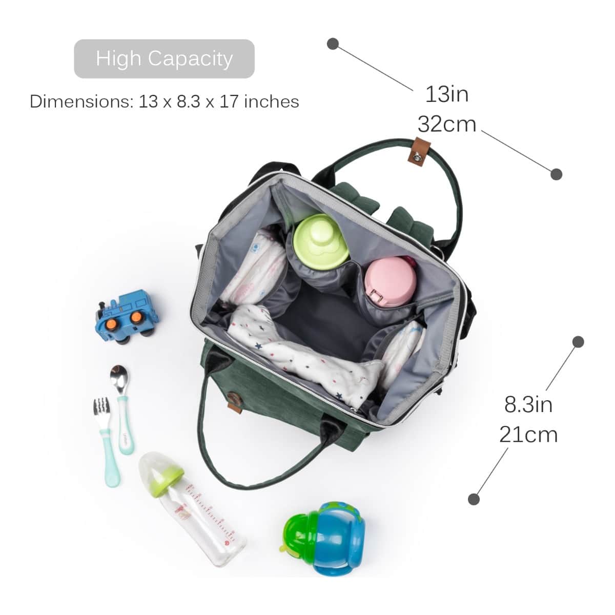Alameda Olive Green Large Diaper Backpack