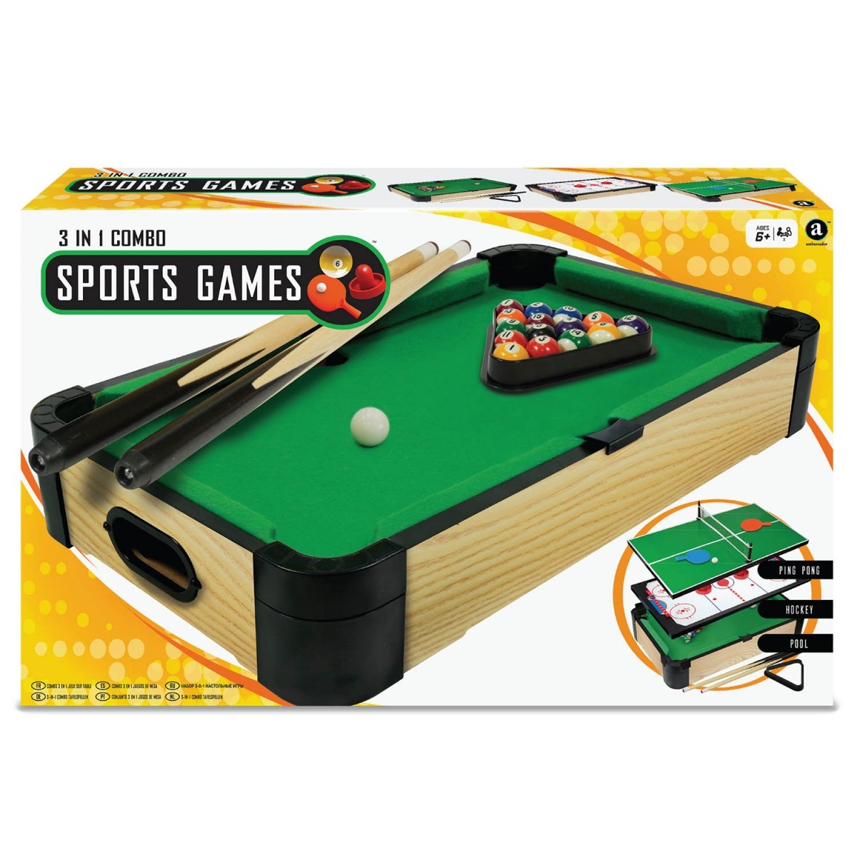Ambassador 20″ Triple-Play Tabletop Pool Unisex, 5-7 Years