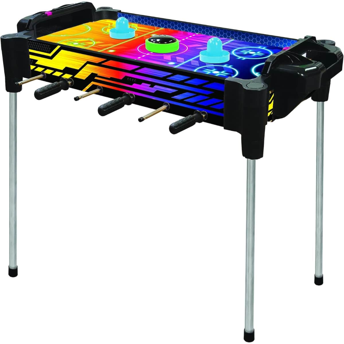 Ambassador 27″ 2-in-1 Neon Version Reversible Football & Air Hockey Table Unisex, 5-7 Years