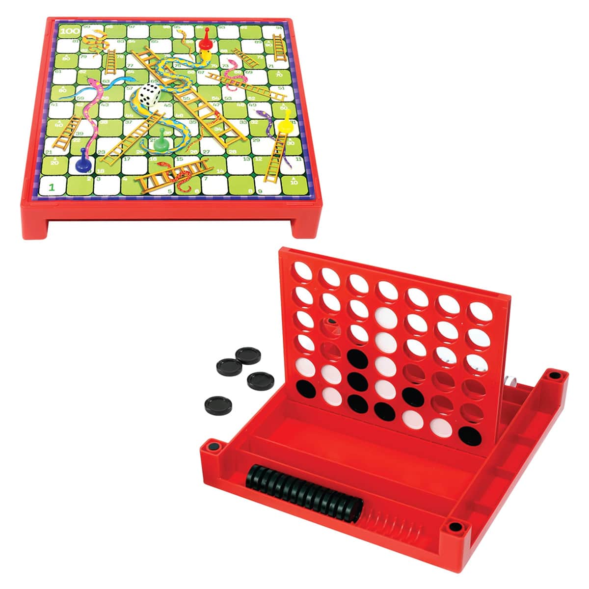 Ambassador 4-in-a-Row & Snakes and Ladders Combo Game Unisex, 5-7 Years