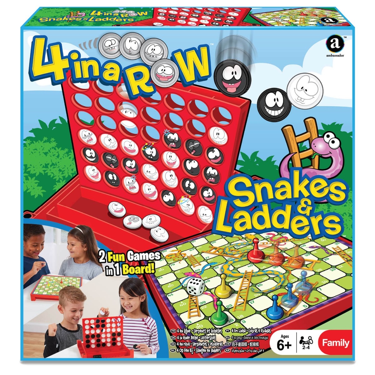 Ambassador 4-in-a-Row & Snakes and Ladders Combo Game Unisex, 5-7 Years