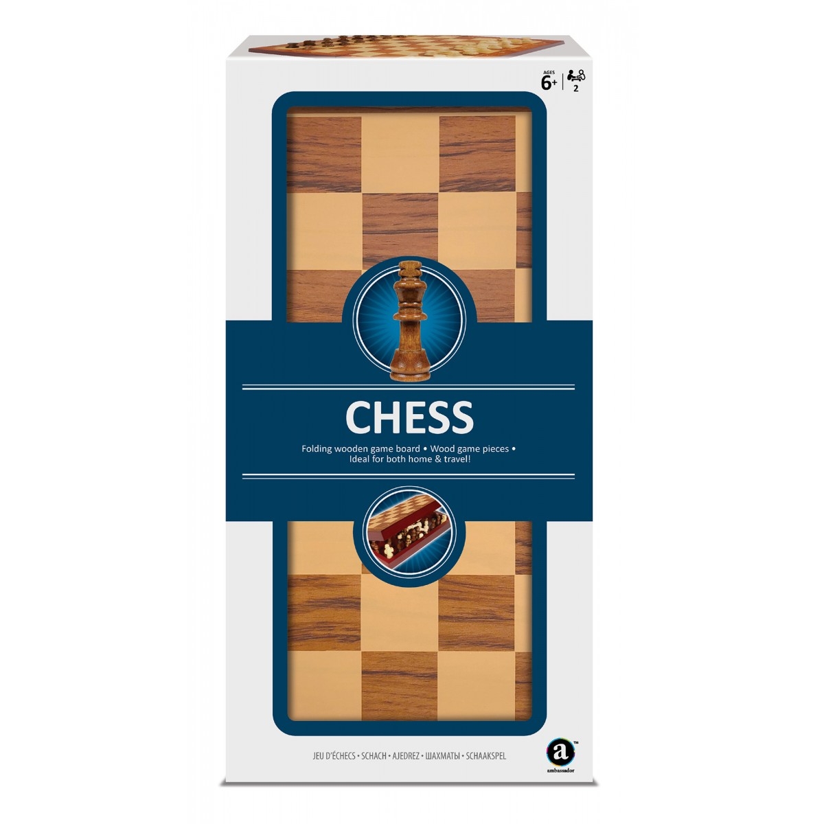 Ambassador Folding Wooden Chess Set Unisex, 5-7 Years