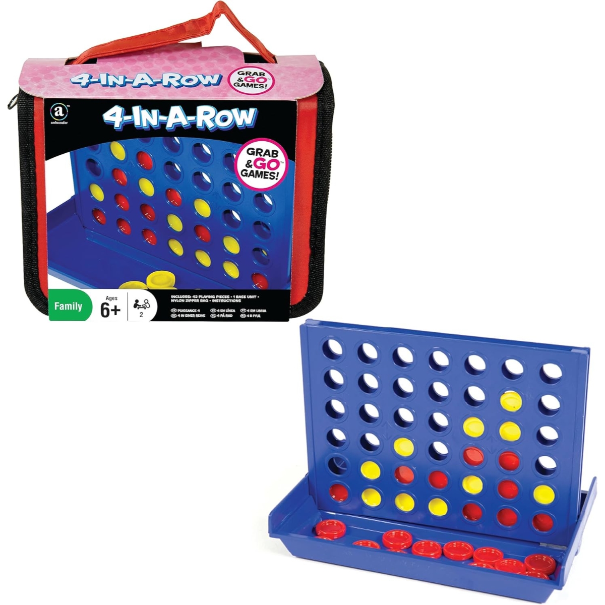 Ambassador Grab & Go Games! Travel 4-in-a-Row Game Unisex, 5-7 Years