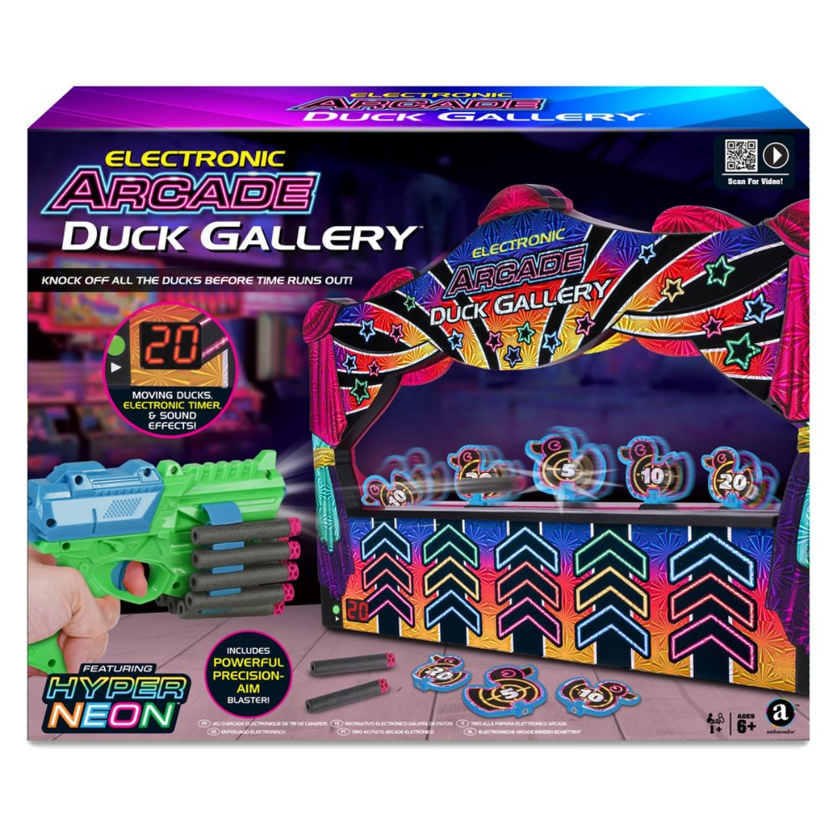 Ambassador Hyper Neon Series Electronic Arcade Duck Gallery Unisex, 5-7 Years