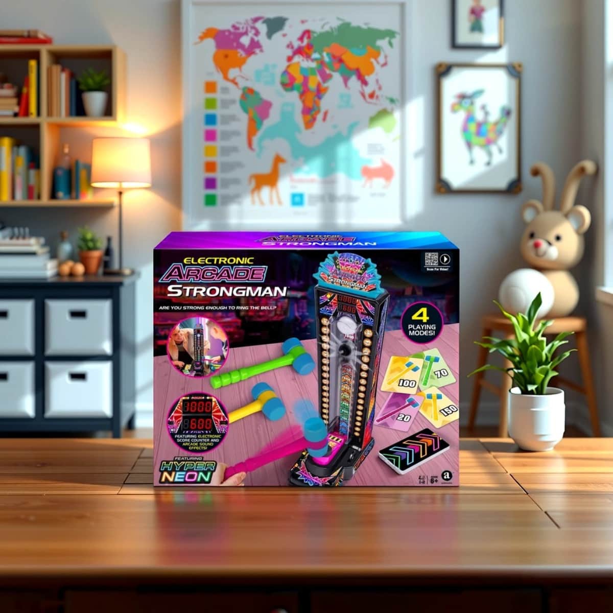 Ambassador Hyper Neon Series Electronic Arcade Strongman Unisex, 5-7 Years