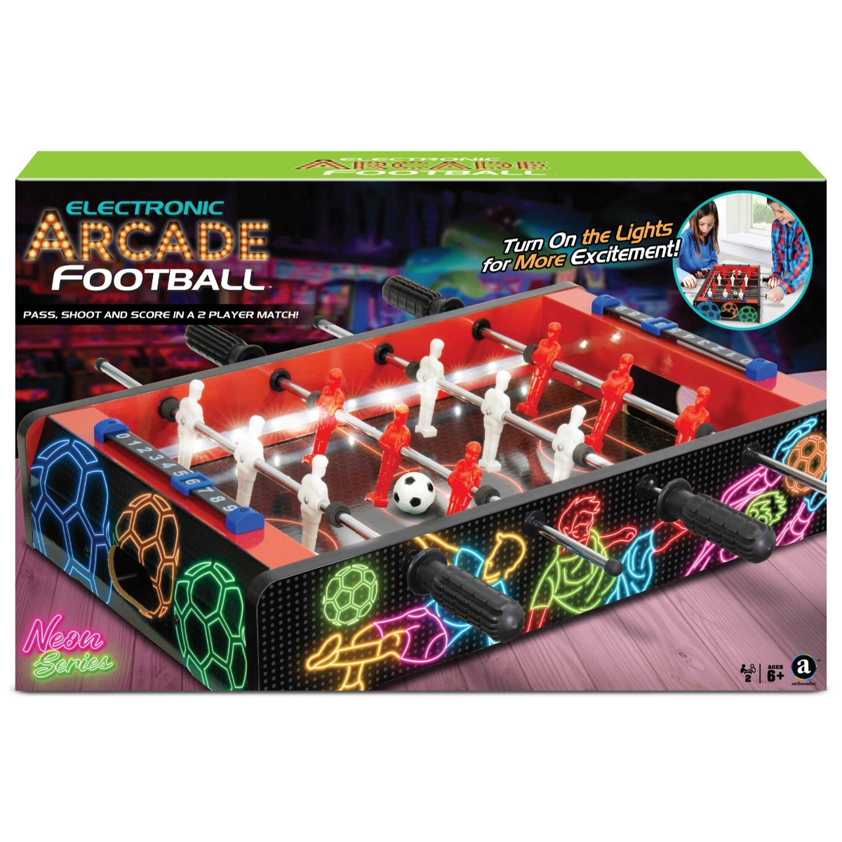 Ambassador Neon Series Electronic Arcade Football Unisex, 5-7 Years