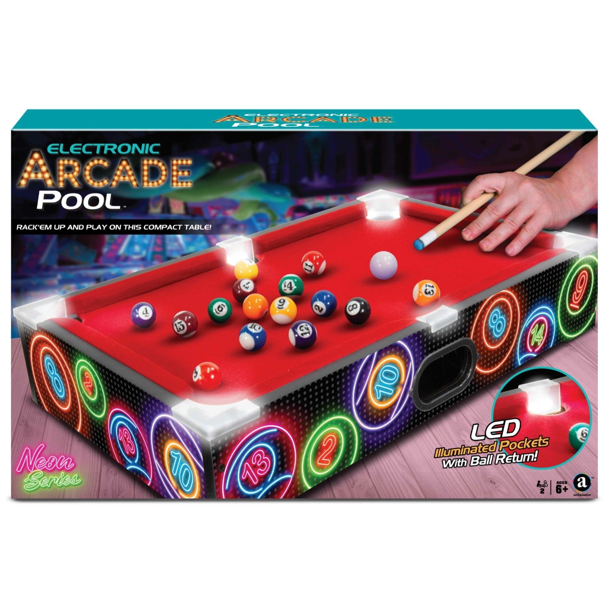 Ambassador Neon Series Electronic Arcade Pool Unisex, 5-7 Years