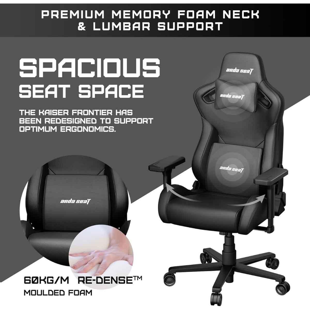 انداسيت كرسي ألعاب كايزر فرونتير مقاس XL لون أسود