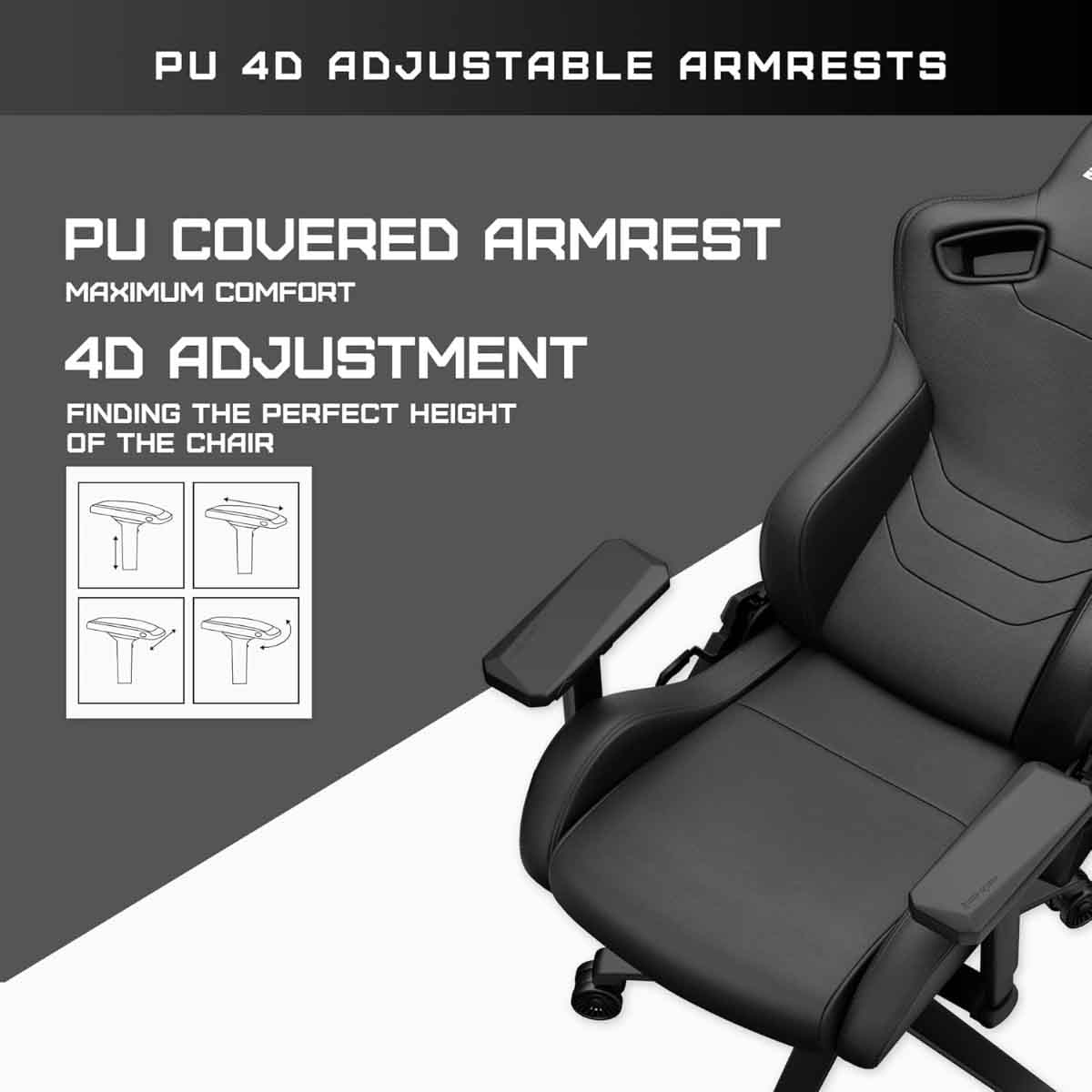 انداسيت كرسي ألعاب كايزر فرونتير مقاس XL لون أسود