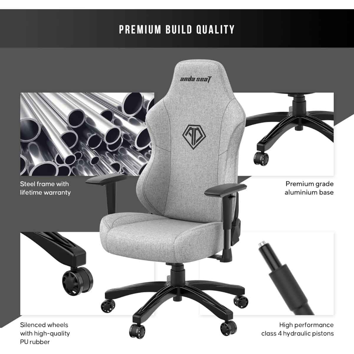 انداسيت كرسي ألعاب فانتوم 3 مقاس L لون رمادي