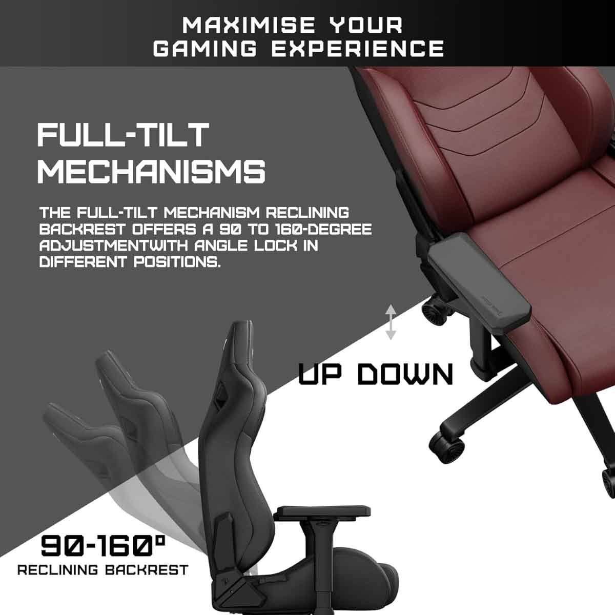 انداسيت كرسي ألعاب كايزر فرونتير مقاس XL لون أسود