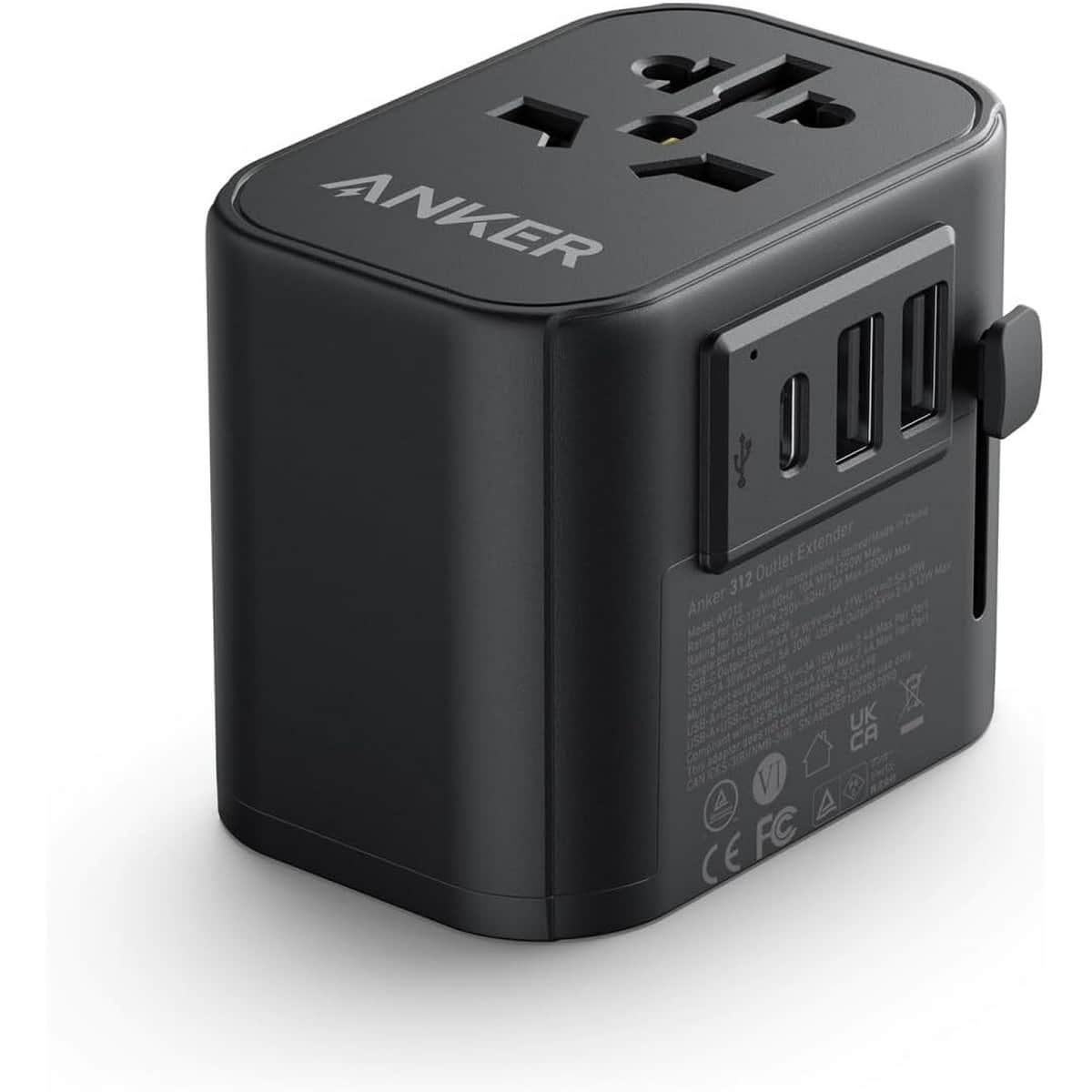 أنكر شاحن حائط PowerExtend بقدرة 30 واط مع 3 منافذ USB ومخرج AC واحد
