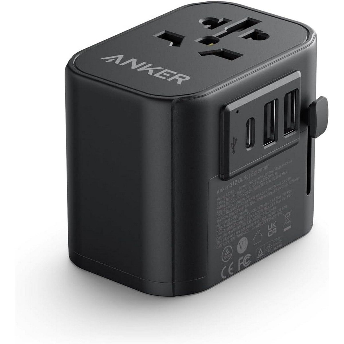 أنكر شاحن حائط PowerExtend بقدرة 30 واط مع 3 منافذ USB ومخرج AC واحد