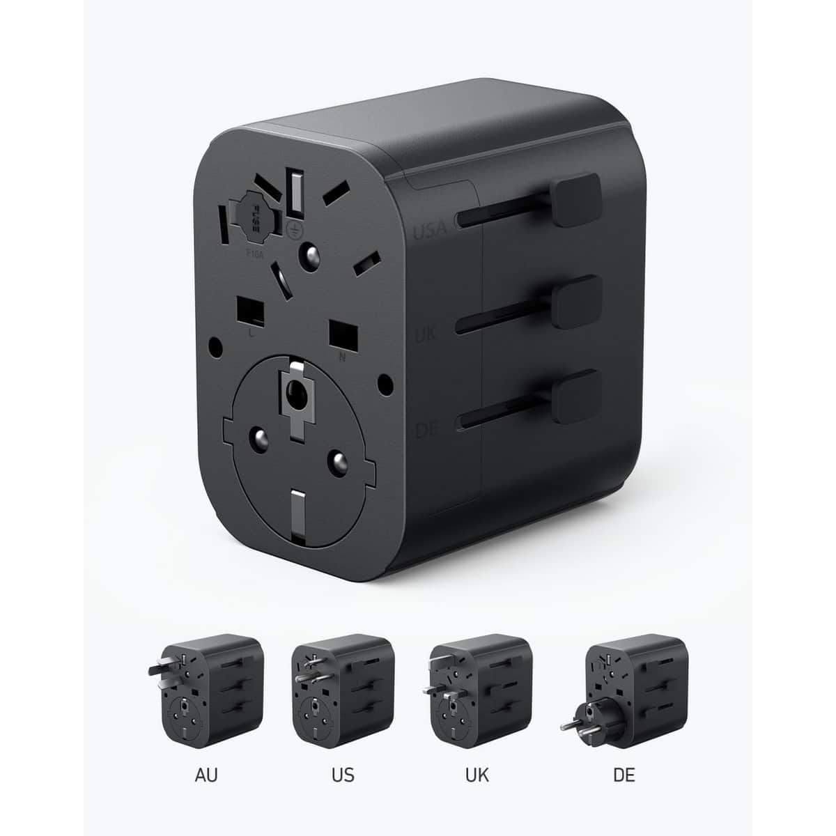 أنكر شاحن حائط PowerExtend بقدرة 30 واط مع 3 منافذ USB ومخرج AC واحد