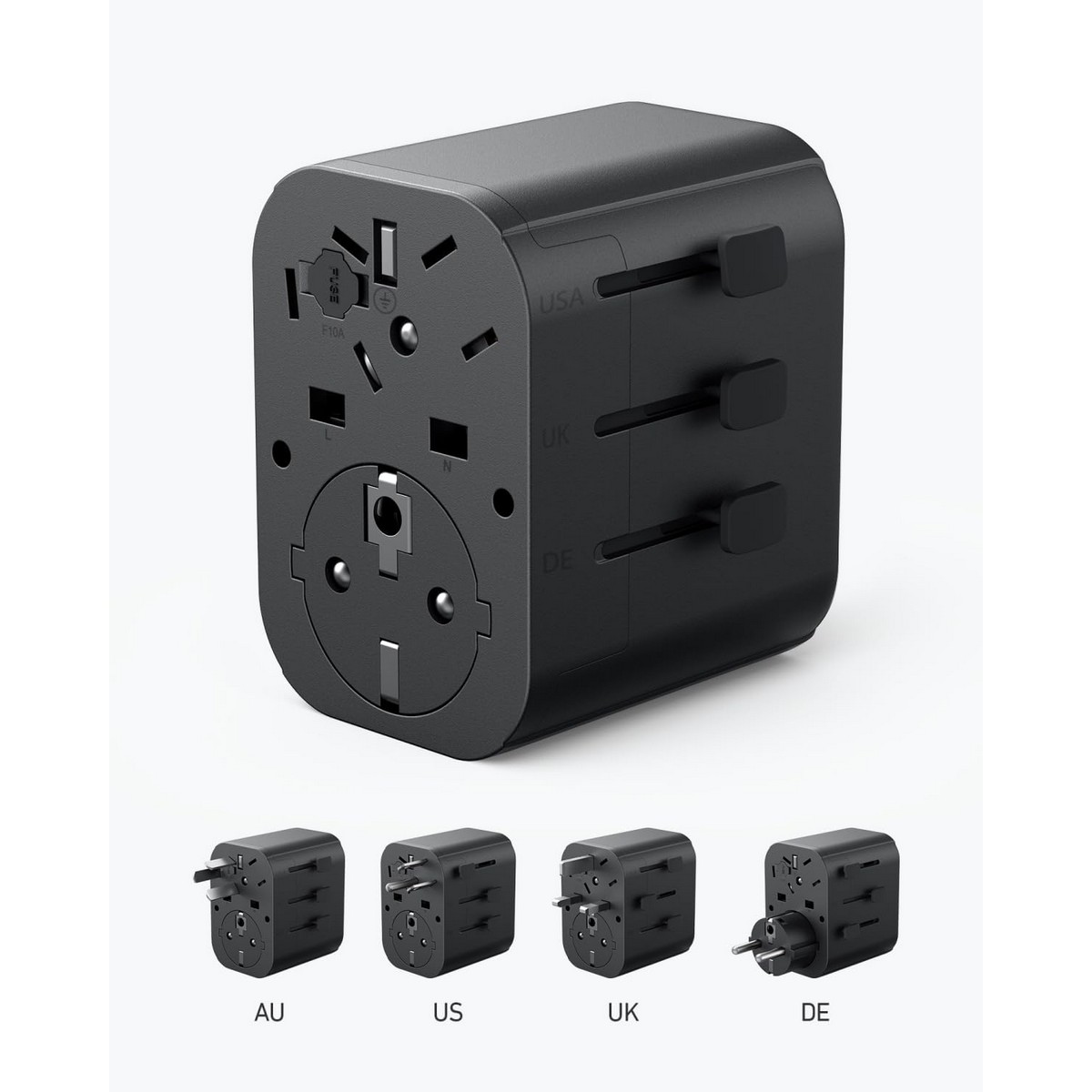 أنكر شاحن حائط PowerExtend بقدرة 30 واط مع 3 منافذ USB ومخرج AC واحد