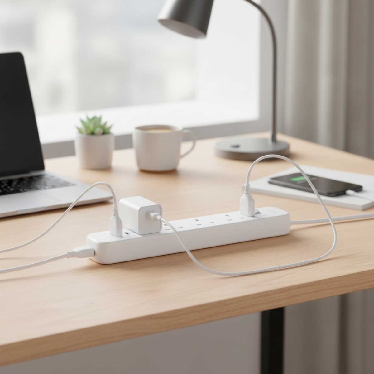 أنكر مشترك كهربائي PowerExtend USB-C 3 بقدرة 30 واط مع حماية من زيادة التيار و3 منافذ USB و4 مخارج AC بطول 2 متر