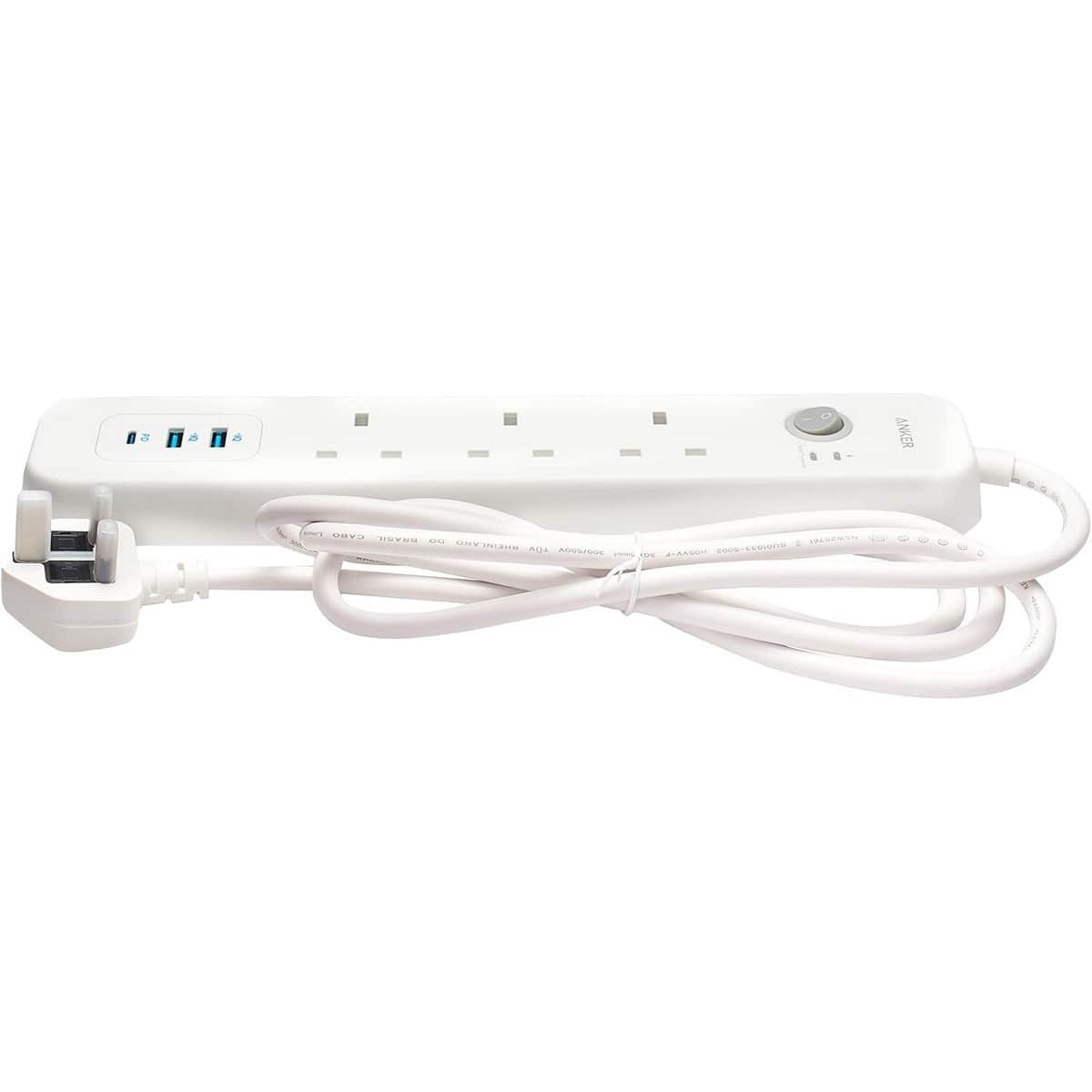 Anker 30W Surge Protected 3-USB & 4-AC Outlet 2m PowerExtend USB-C 3 Power Strip