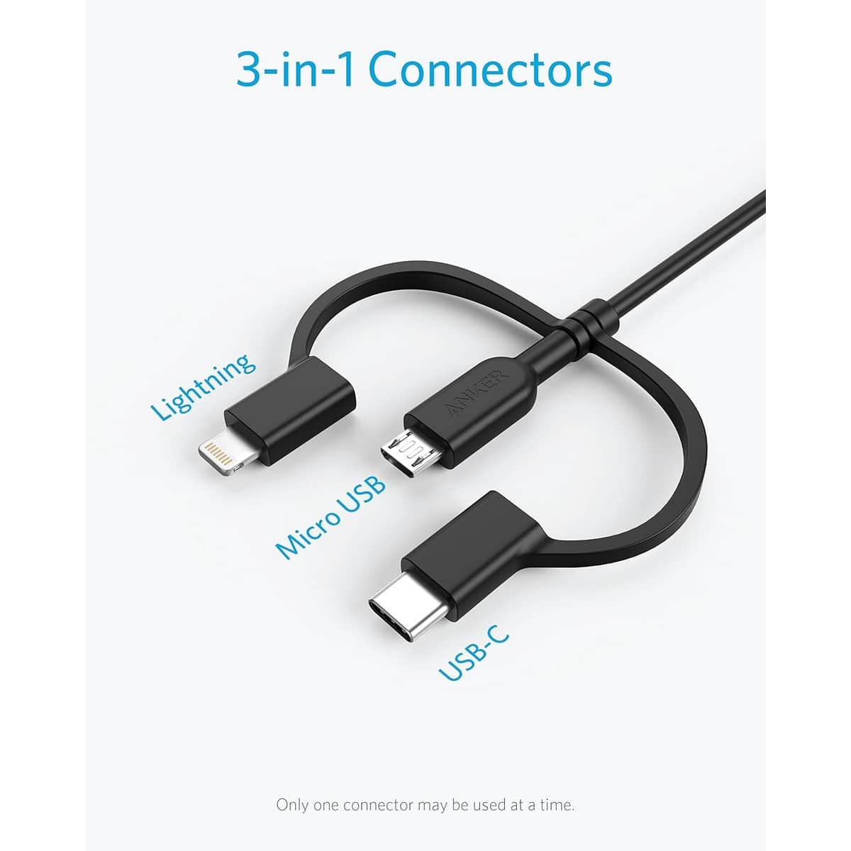 Anker 3ft PowerLine II 3-in-1 Charging Cable