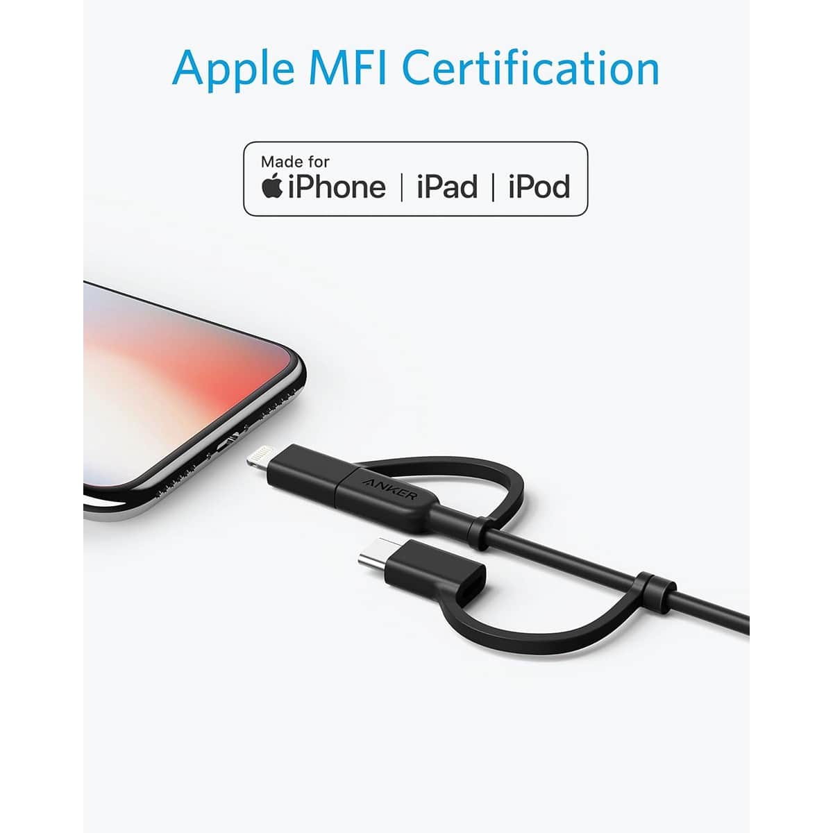 Anker 3ft PowerLine II 3-in-1 Charging Cable
