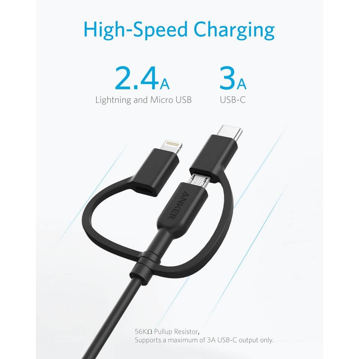 Anker 3ft PowerLine II 3-in-1 Charging Cable