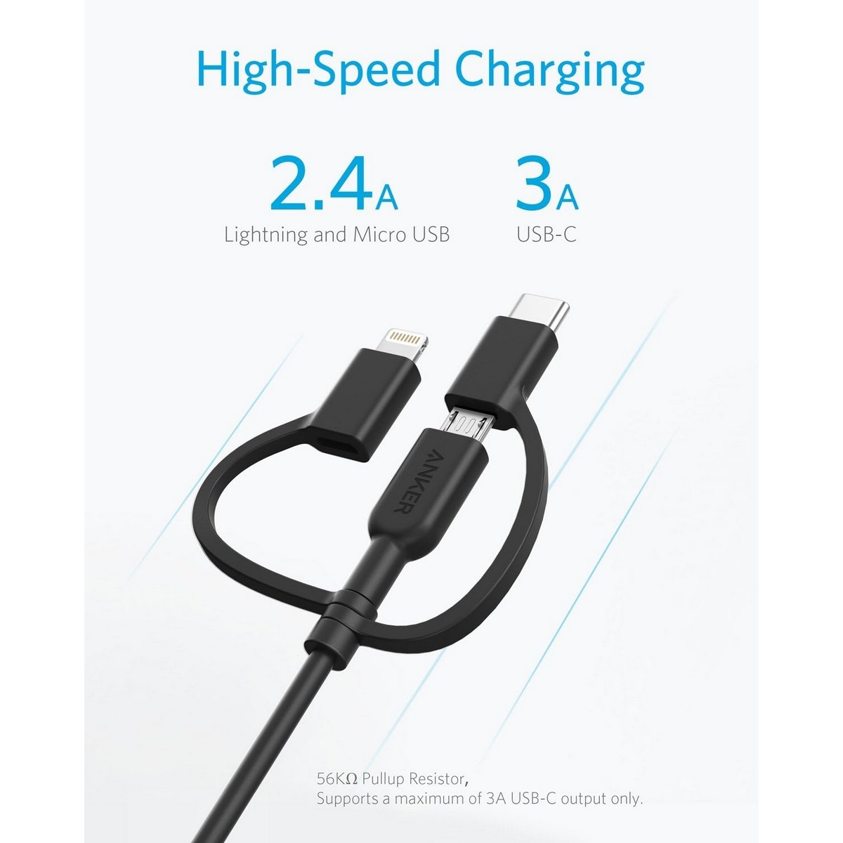 Anker 3ft PowerLine II 3-in-1 Charging Cable