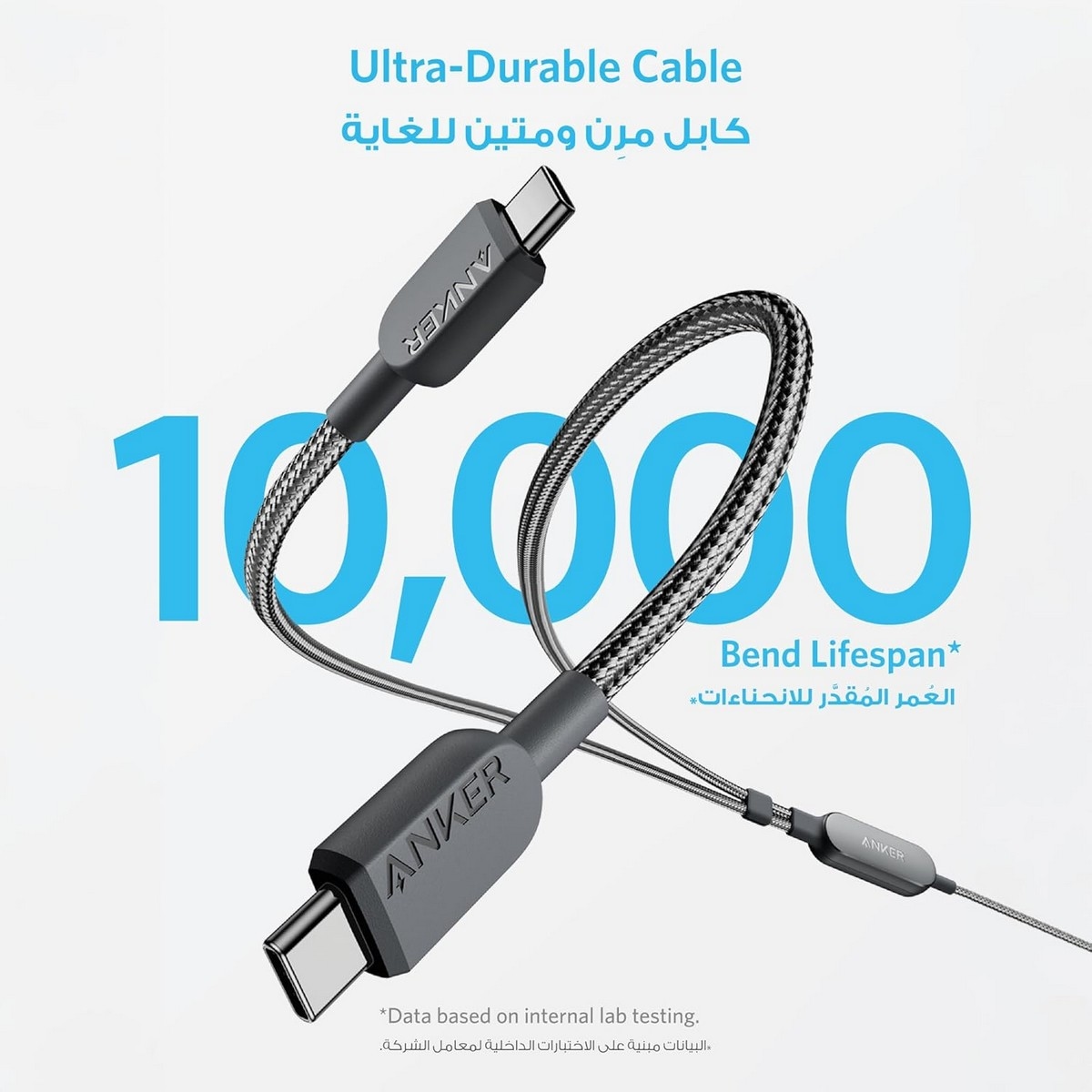 أنكر كابل 2 في 1 USB-C إلى USB-C بقدرة 140 واط بطول 4 قدم