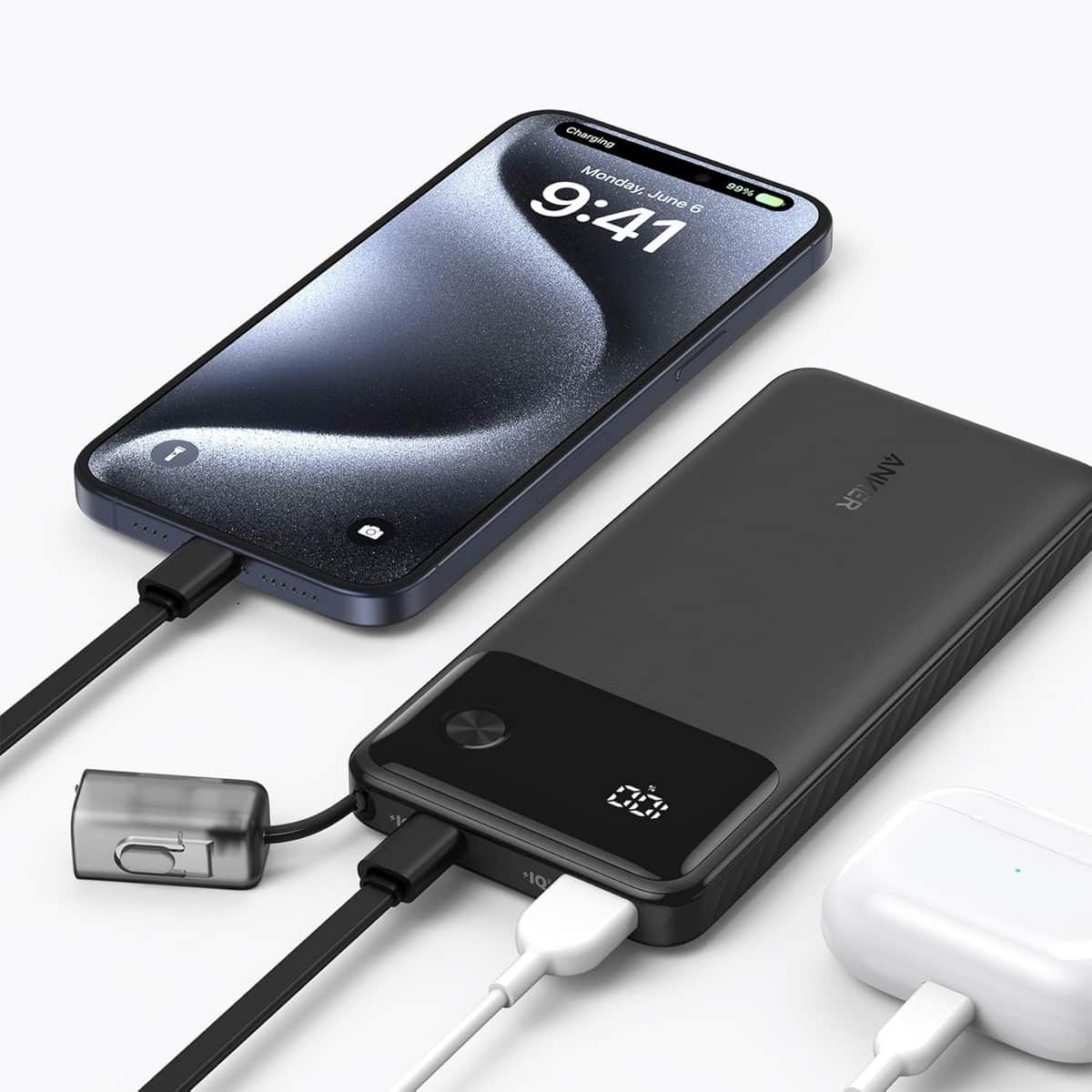 أنكر أسود باور بانك بسعة 10000mAh وقدرة 22.5 واط