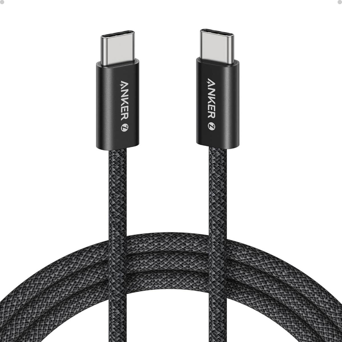 أنكر أسود كابل صديق للبيئة USB-C إلى USB-C بقدرة 240 واط بطول 2 متر