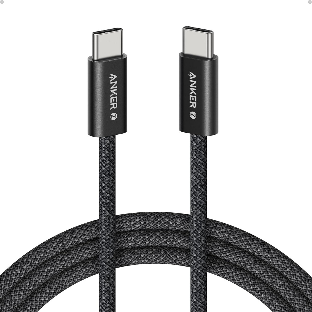 أنكر أسود كابل صديق للبيئة USB-C إلى USB-C بقدرة 240 واط بطول 2 متر