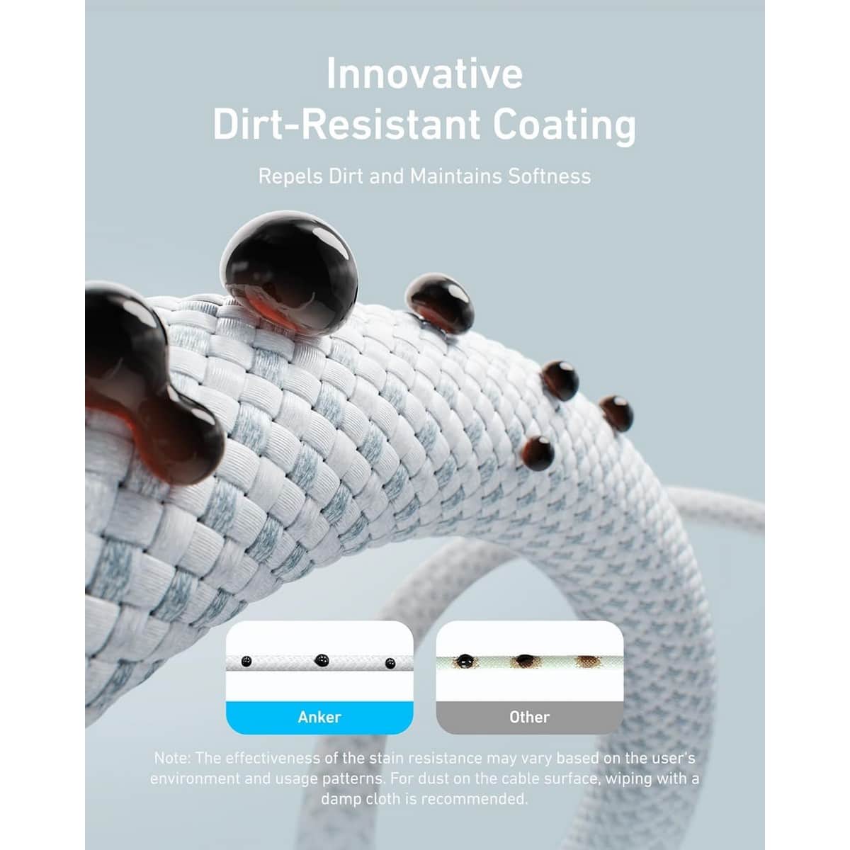 أنكر أسود كابل صديق للبيئة USB-C إلى USB-C بقدرة 240 واط بطول 2 متر