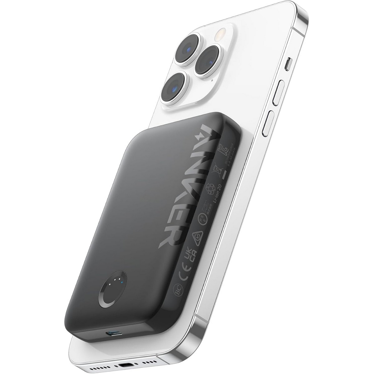 أنكر أسود باور بانك 321 MagGo PowerCore بسعة 5000mAh وقدرة 12 واط مع شحن لاسلكي مغناطيسي