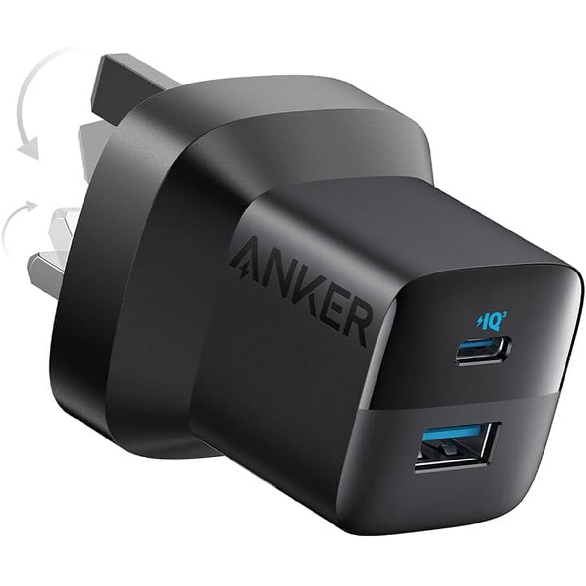 أنكر أسود شاحن حائط 323 بقدرة 33 واط بمنفذي USB-C وUSB-A