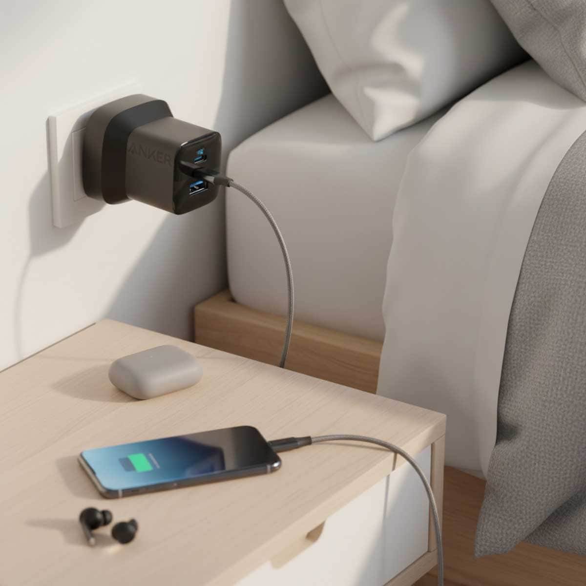 أنكر شاحن حائط 323 بقدرة 33 واط بمنفذي USB-C وUSB-A