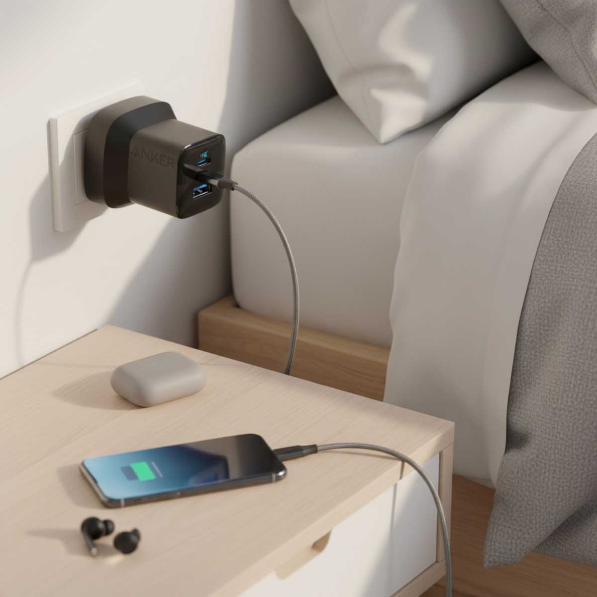 أنكر شاحن حائط 323 بقدرة 33 واط بمنفذي USB-C وUSB-A
