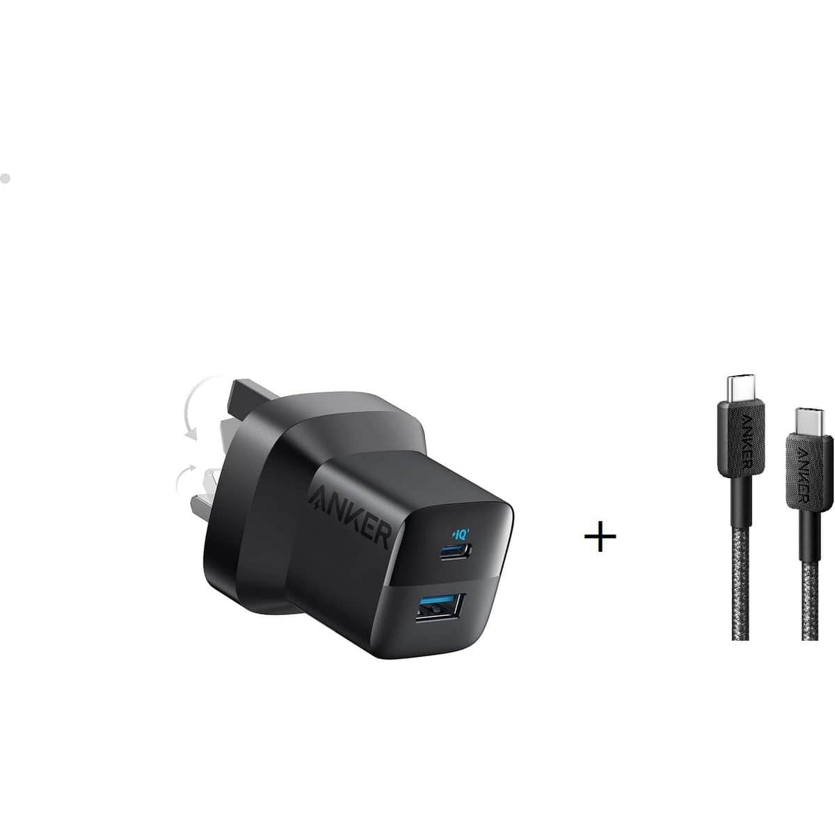 Anker Black 323 33W 2-Port USB-C & USB-A Wall Charger & Cable Set